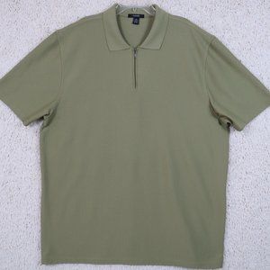 ALFANI* Men's Short Sleeve 1/4 Zipper Front Shirt‎ Size XXL Olive Green